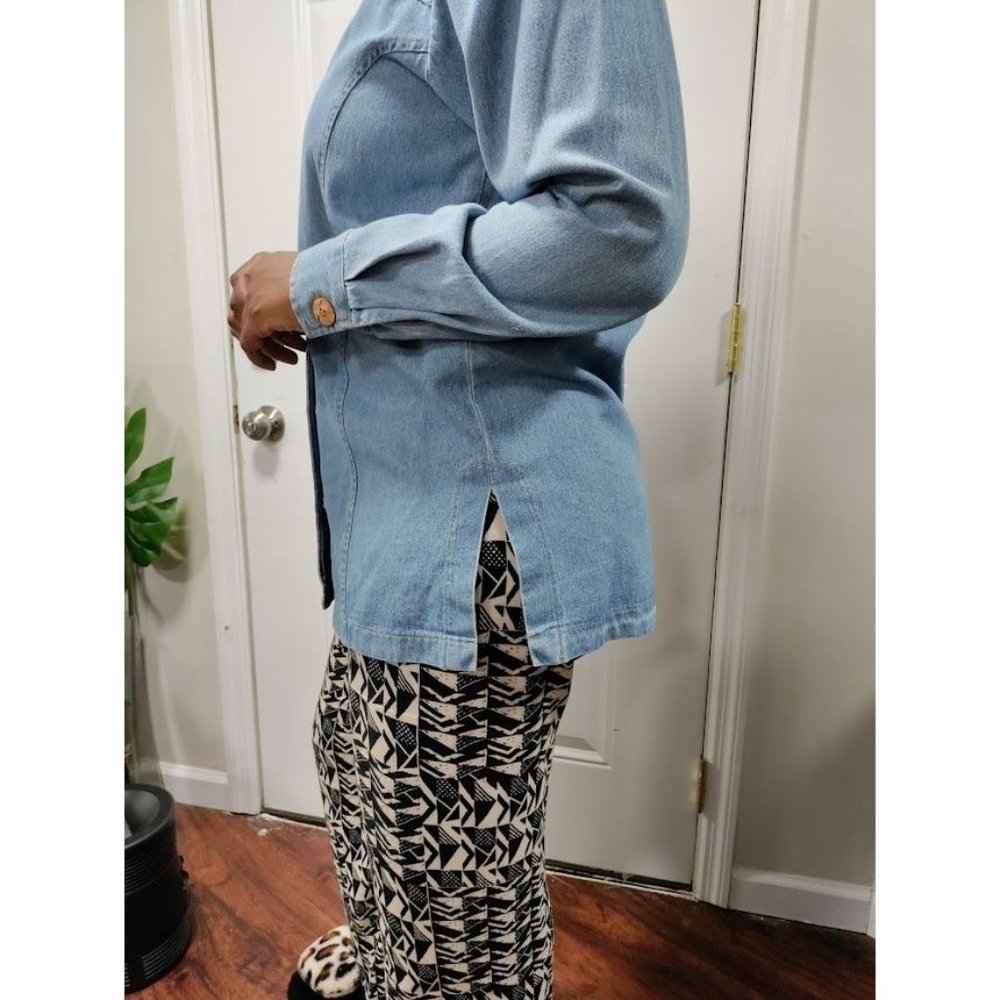 Vintage 80's Saint Germain Long Sleeve Notch Lapel Button Up Blue Denim Jacket M - Picture 10 of 16